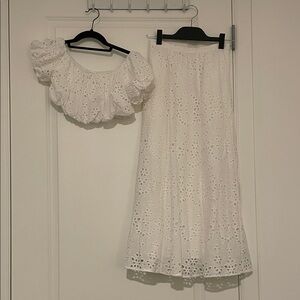 Meshki White Eyelet Skirt Set